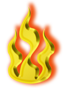 3d Gold Fire Icon - Illustration