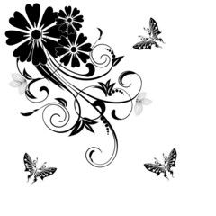 Background with butterfly on a white background!