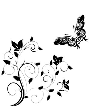 Background with butterfly on a white background.