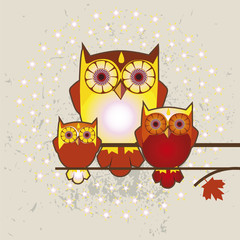 owls family vector illustration