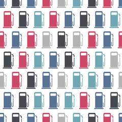 Seamless pattern with gas stations signs
