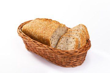 Homemade wholemeal bread in basket
