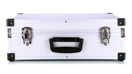 Closed silver case isolated on white