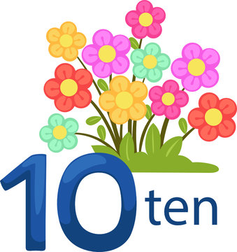 number10 character with flowers