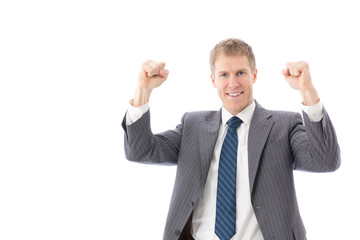 a young businessman on white background