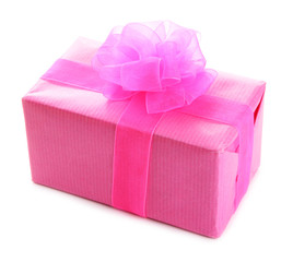 Bright gift with bow isolated on white