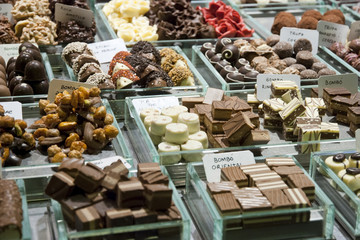 Chocolate truffes selling in store
