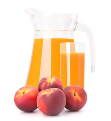 Peach fruit juice in glass jug
