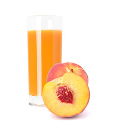 Peach fruit juice in glass