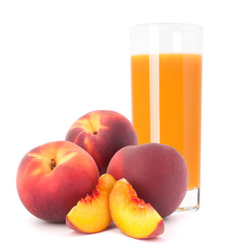Peach fruit juice in glass