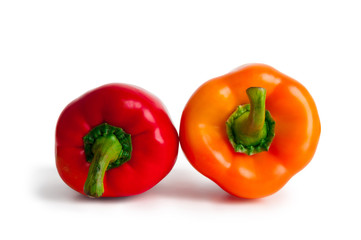Fresh colored capsicum isolated on white background