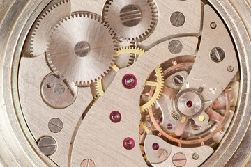 Clockwork of watch. close up
