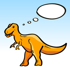 Prehistoric dinosaur rex character and a speech bubble, vector