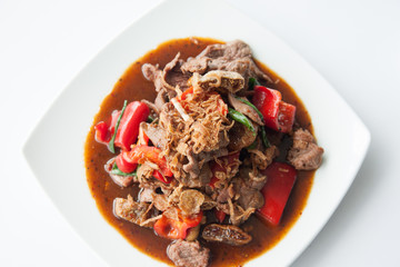Thai stir fried beef oyster sauce.