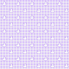 Purple Gingham Fabric with ducks Background