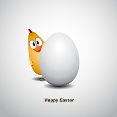 Easter little chick with egg - Vector Illustration