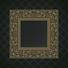 Vintage ornamental frame on floral damask background, modern sty