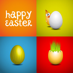 Happy easter cards illustration with easter eggs and font