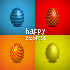 Happy easter cards with easter eggs, easter chick and font