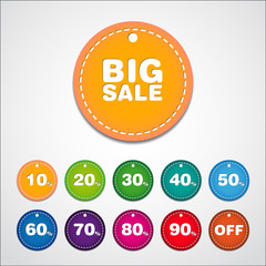 Big sale - vector paper steps  - circle stickers