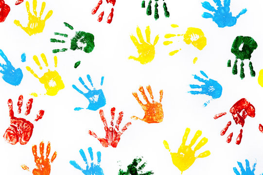 Prints of hands of child
