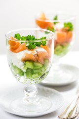 Smoked salmon and cucumber appetizers