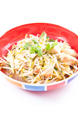 fried bean sprouts mix tofu and pork