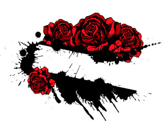 Red roses and splatter design template