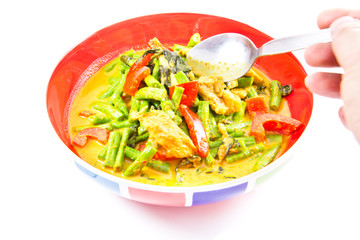 Dried pork with spicy curry, Thailand food