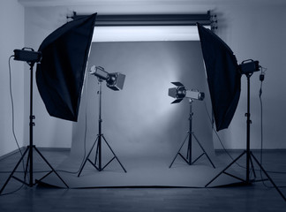 Photo studio with lighting equipment
