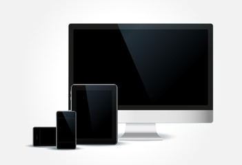 Fototapeta premium Vector set mobile phone, tablet pc and computer