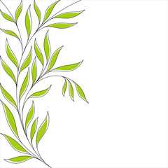 Floral background with green leaves