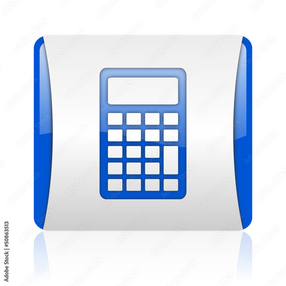 Poster calculator blue square web glossy icon