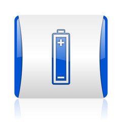 battery blue square web glossy icon