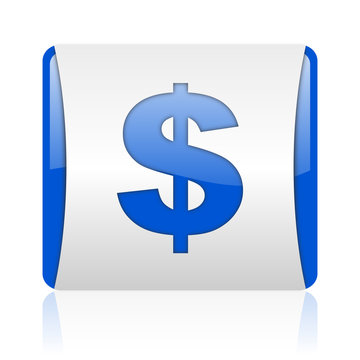 us dollar blue square web glossy icon