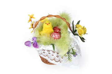 Koszyk Wielkanocny z jajkami, kroszonkami.