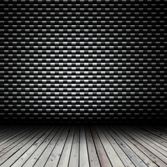 Empty interior with wooden floor and grunge wall