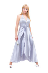 elegant young woman in evening dress