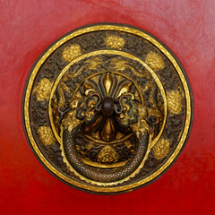 Tibetan door knocker in Kathmandu, Nepal