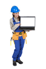 Female Worker Showing Laptop