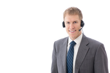 a young businessman on white background