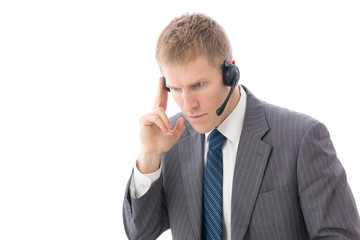 a young businessman on white background