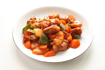 chinese cuisine, sour and sweet pork spareribs © jreika