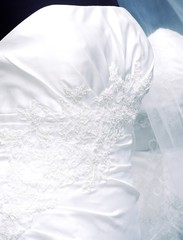 White wedding dress detail in the shop