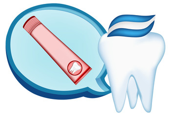 tooth, toothpaste. mesh illustration