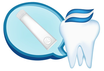 toothpaste and tooth design element. vector mesh illustration