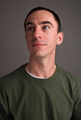 Obraz premium Caucasian Male Headshot Looking Up and Left