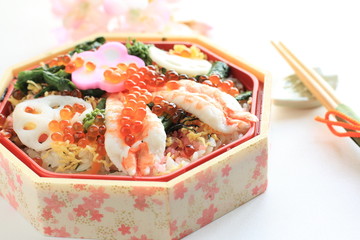japanese cuisine, chirashizushi for gourmet spring food image