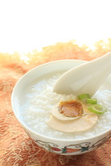 chinese cuisine, salted duck egg on congee