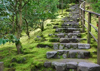 Keuken foto achterwand Trappen Aziatische tuin stenen trap